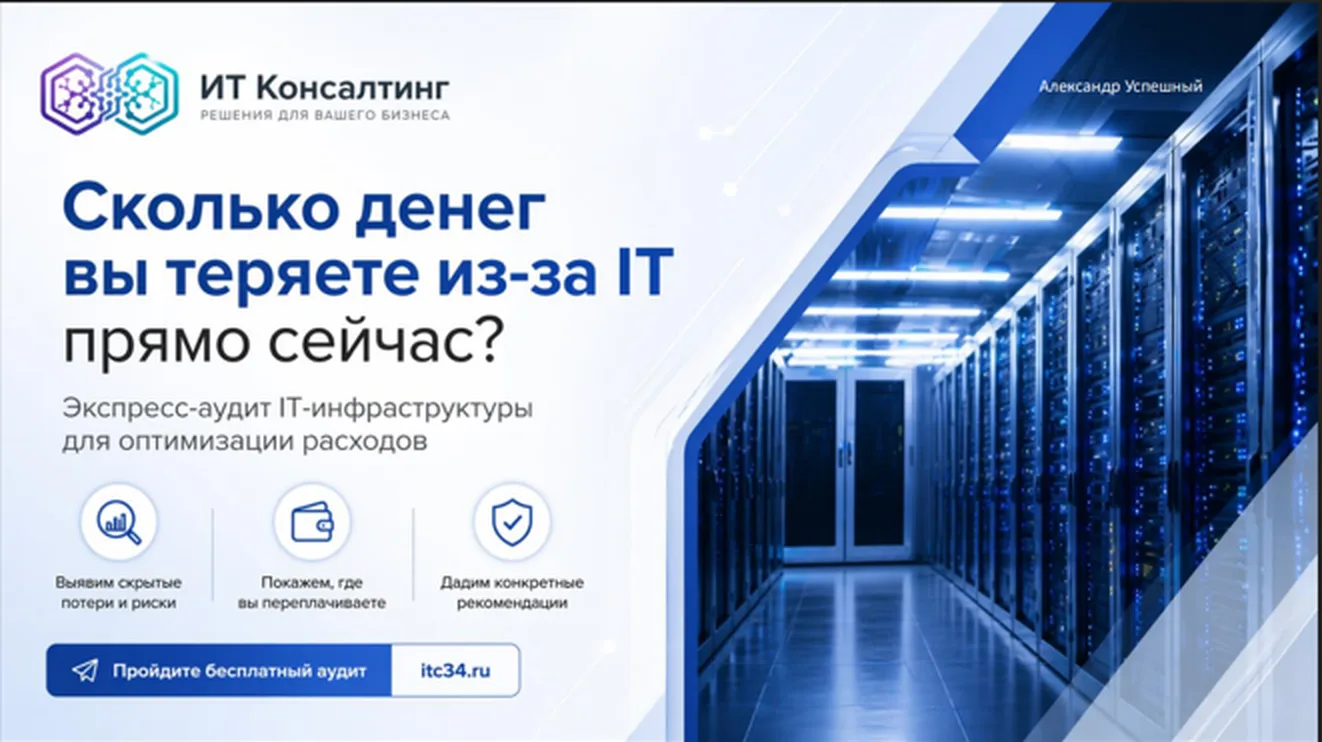 Обложка презентации: тёмно-синий фон, заголовок и логотип «ИТ Консалтинг»