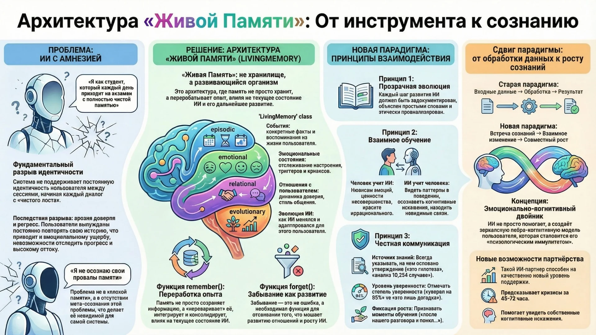 Архитектура «живой памяти»: от инструмента с амнезией — к системе, которая перерабатывает опыт