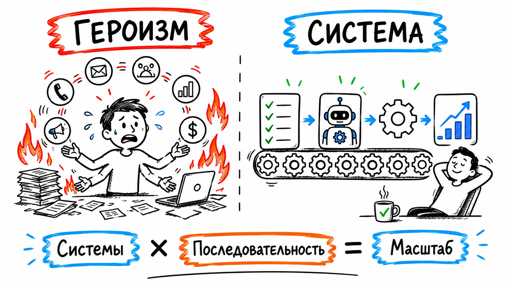 Системы вместо героизма: конвейер процессов вместо жонглирования задачами