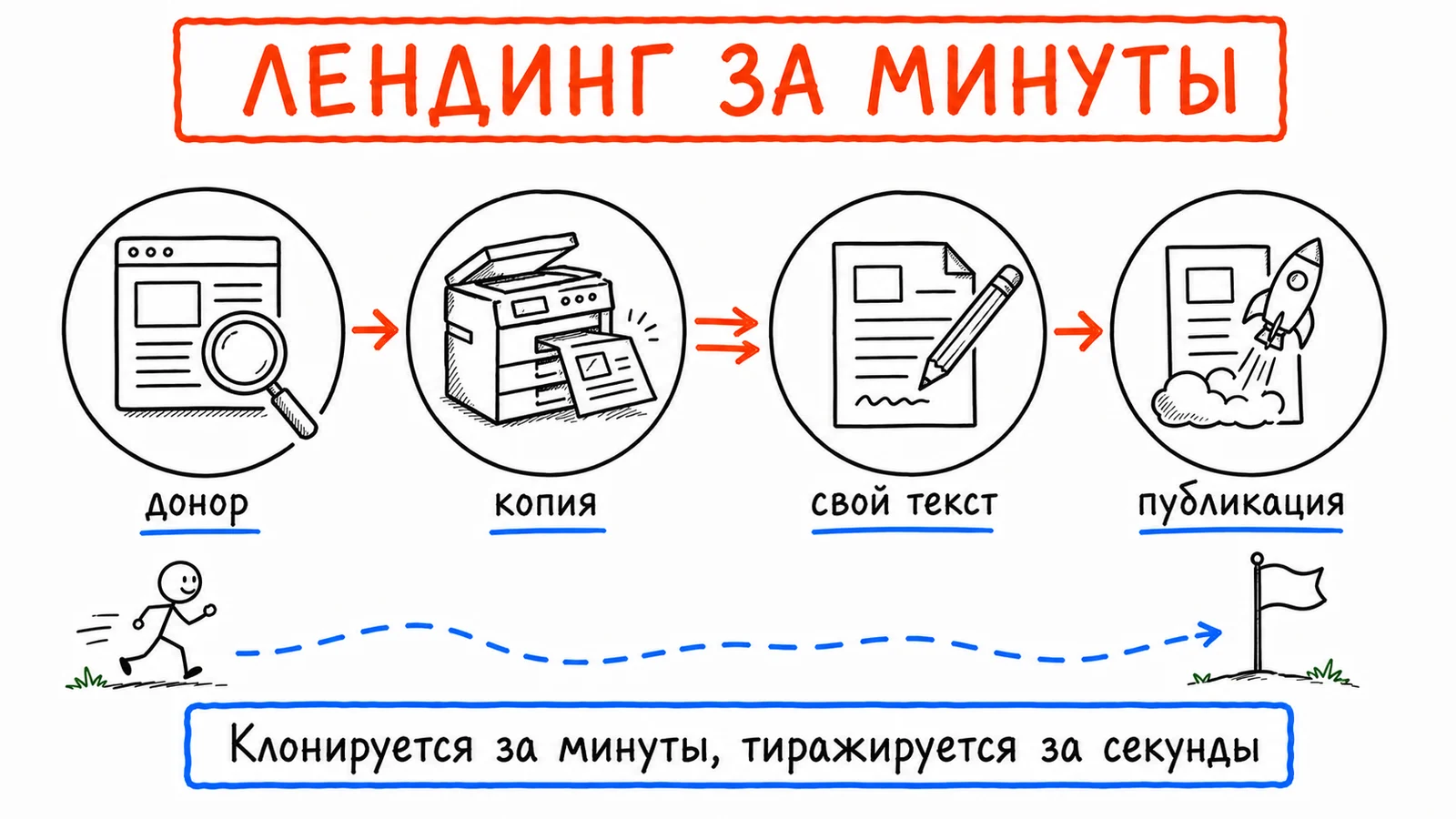 Лендинг за минуты: донор, копия, свой текст, публикация