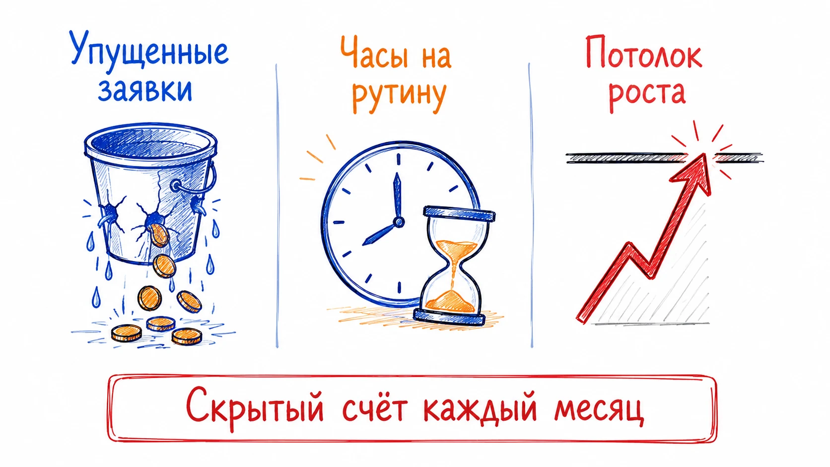 Скрытый счёт ручного маркетинга: упущенные заявки, часы на рутину, потолок роста