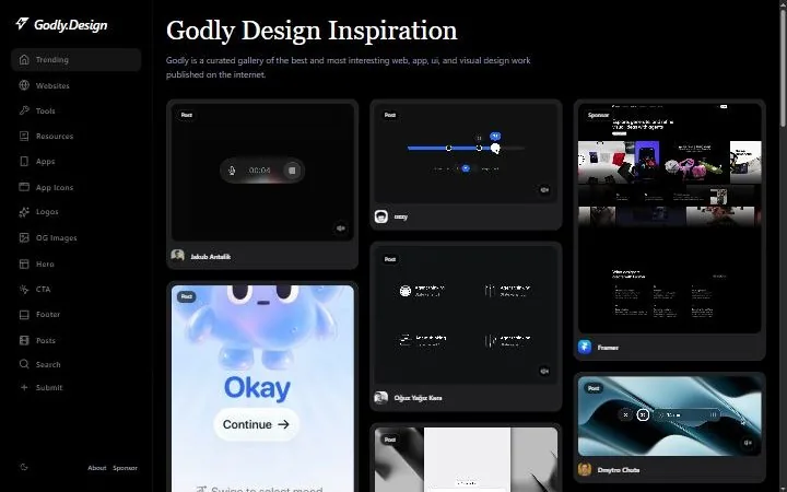 Godly — витрина хорошего веб-дизайна