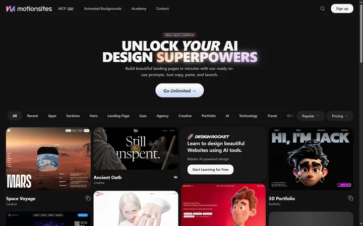 Motionsites — сайты с анимациями и промпты к ним