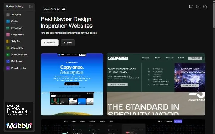 Navbar Gallery — галерея шапок сайтов