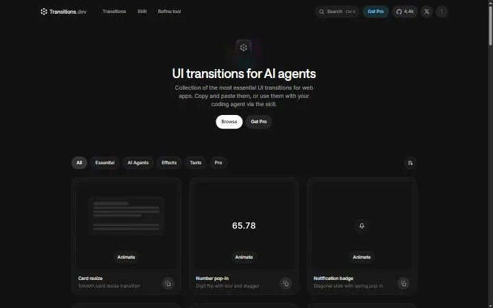 Transitions.dev — переходы между состояниями интерфейса