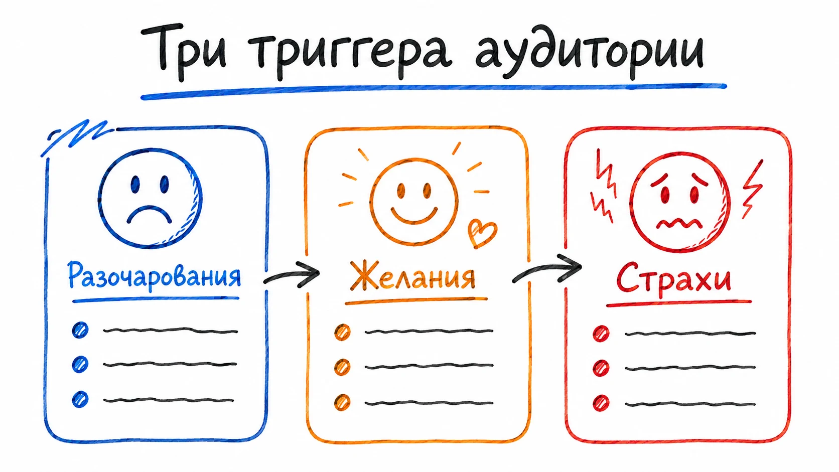 Три триггера аудитории: разочарования, желания, страхи