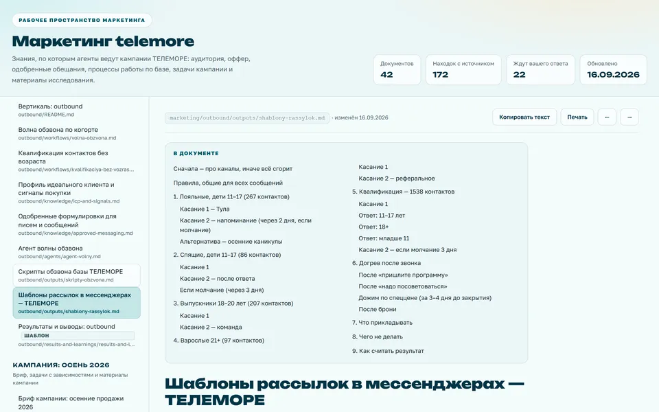 Заготовка под результаты помечена бейджем «шаблон»