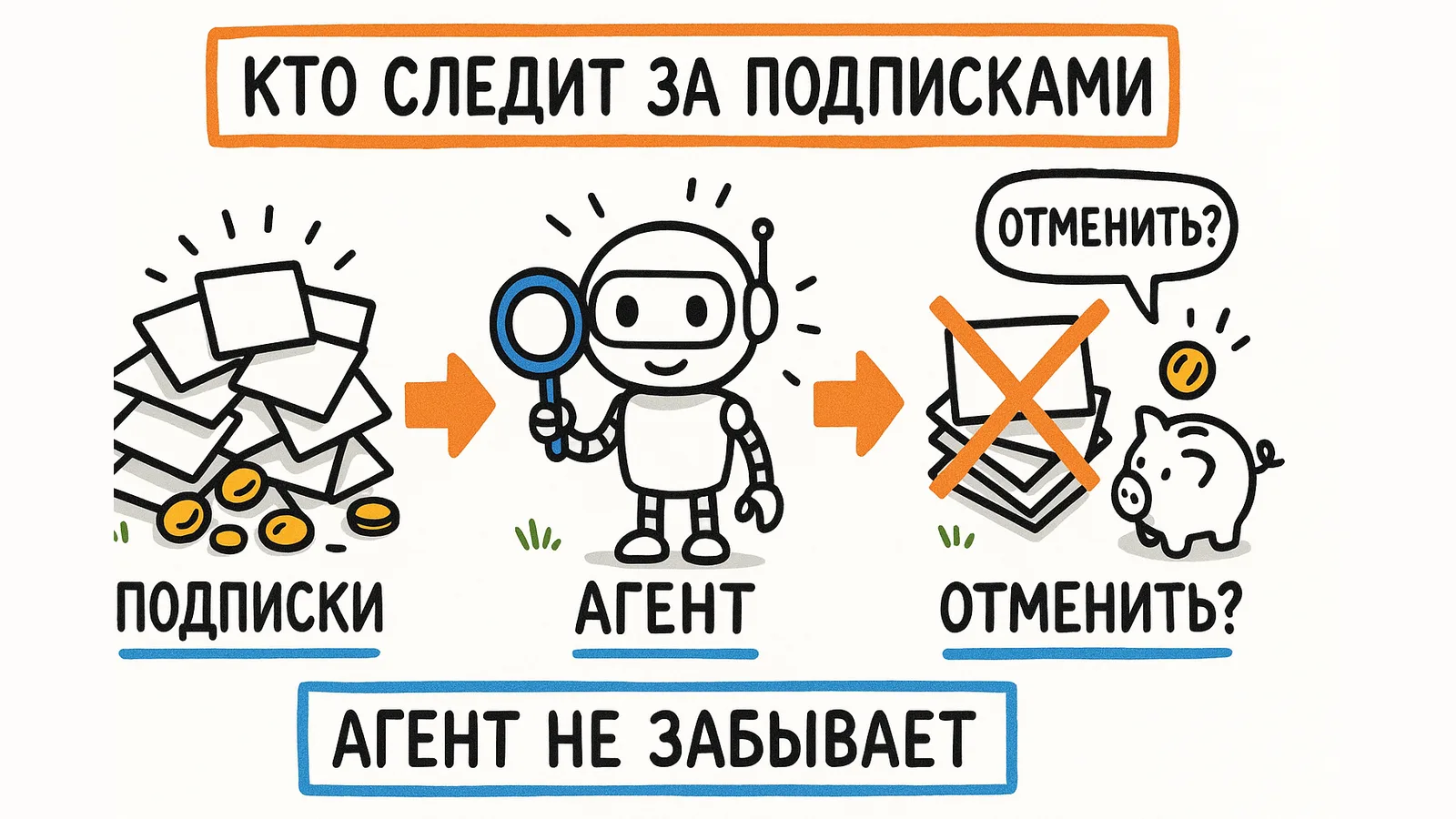 Агент находит забытые подписки и спрашивает, отменить ли