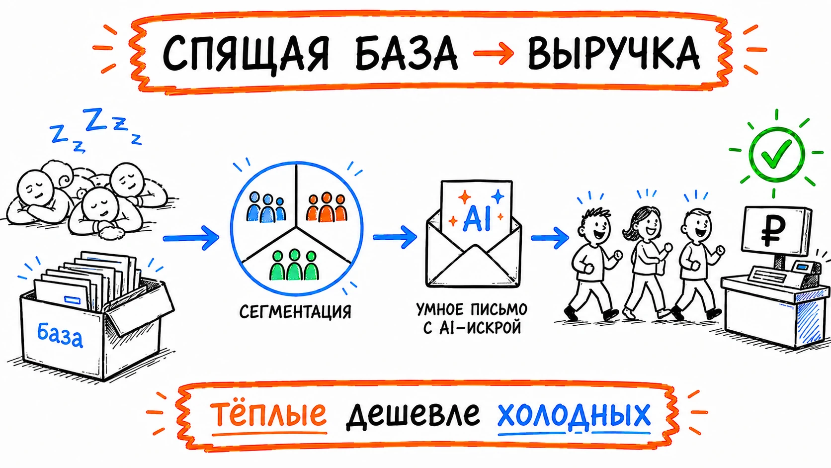 Спящая база клиентов → выручка: сегментация, умное AI-письмо и возврат к покупке